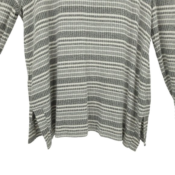 Chicos Zenergy Cowl Neck Striped Sweater Womens 2 US 12/14 Long Sleeve Gray - Picture 13 of 15
